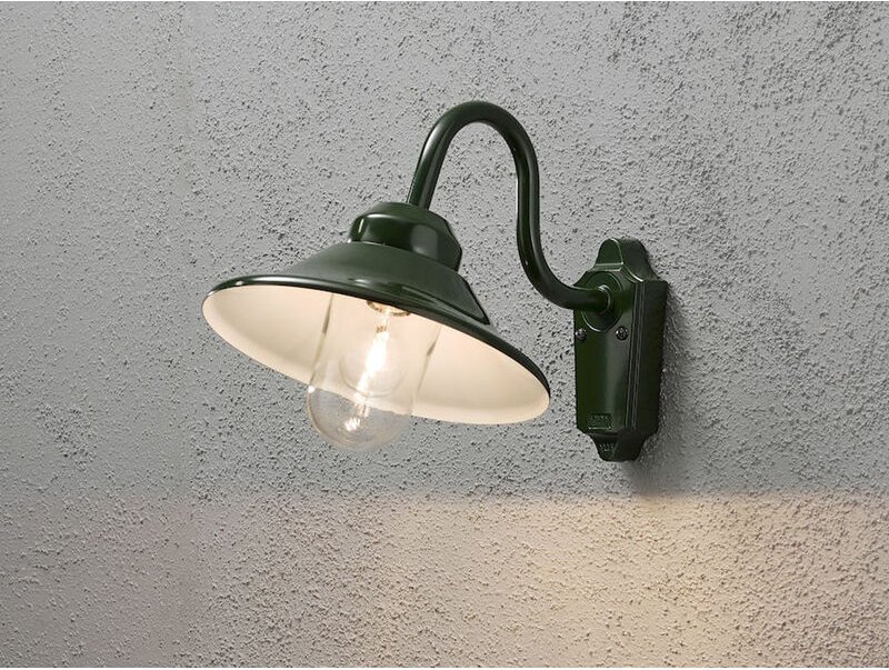 Meinewunschleuchte - led Außenwandleuchte im Landhausstil Aluminium Grün, Höhe 30cm