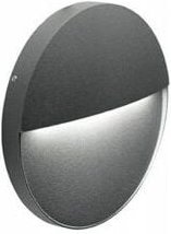 Runde Aluminiumguss-Wandleuchte mit satiniertem Diffusor - 6W, 680 Lumen - Warmweißes Licht, Graphit