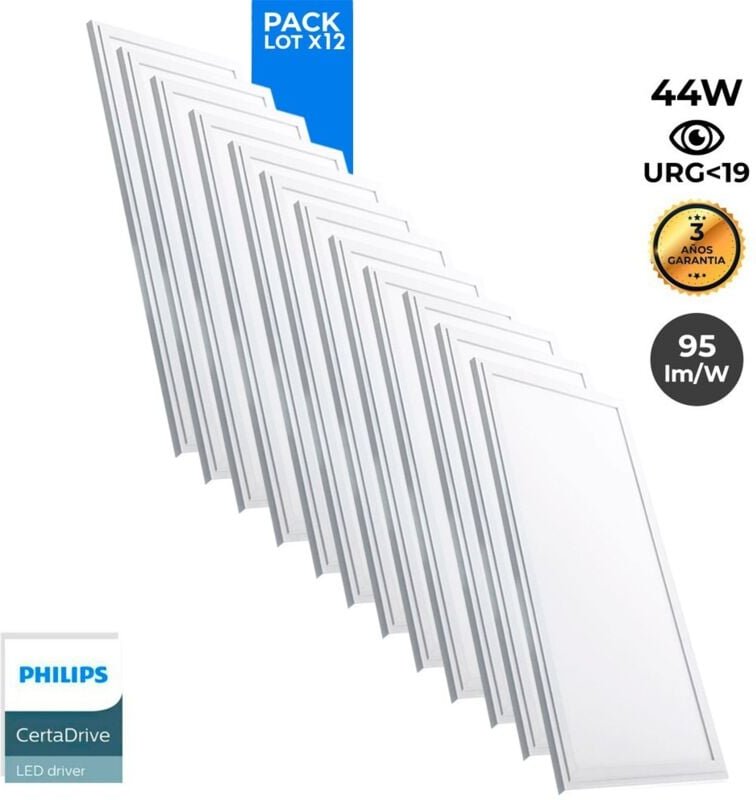 12er-Pack LED-Einbaupanels slim 120x30 cm – Philips Treiber -
