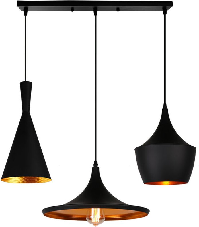 Pendelleuchte, 3 Flammig Hängelampe mit Metall Lampenschirm, Vintage Kronleuchter im Industrielle Stil, E27 Art Lampe De...