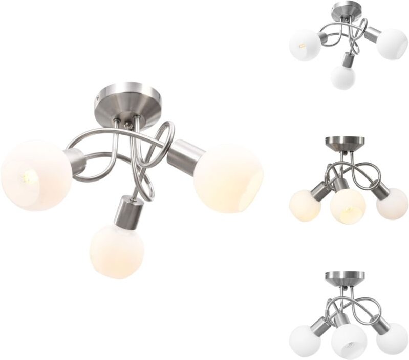 Deckenleuchten - Living Deckenleuchte mit Keramik-Lampenschirmen für 3 E14 Glühlampen - Weiß