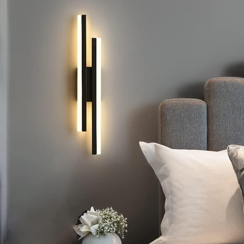 Wandleuchte LED Innen Moderne, 16W 1800LM Wandlampe LED Schwarz, Kreative Lange Parallele Wandleuchte für Wohnzimmer Kor...