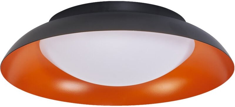 Orbis Plate LED-Deckenleuchte, schwarz-orange, 19W, 1000lm, 3000K, 310mm, 830 freundliches Warmweiß, durch Kicken in 3-S...