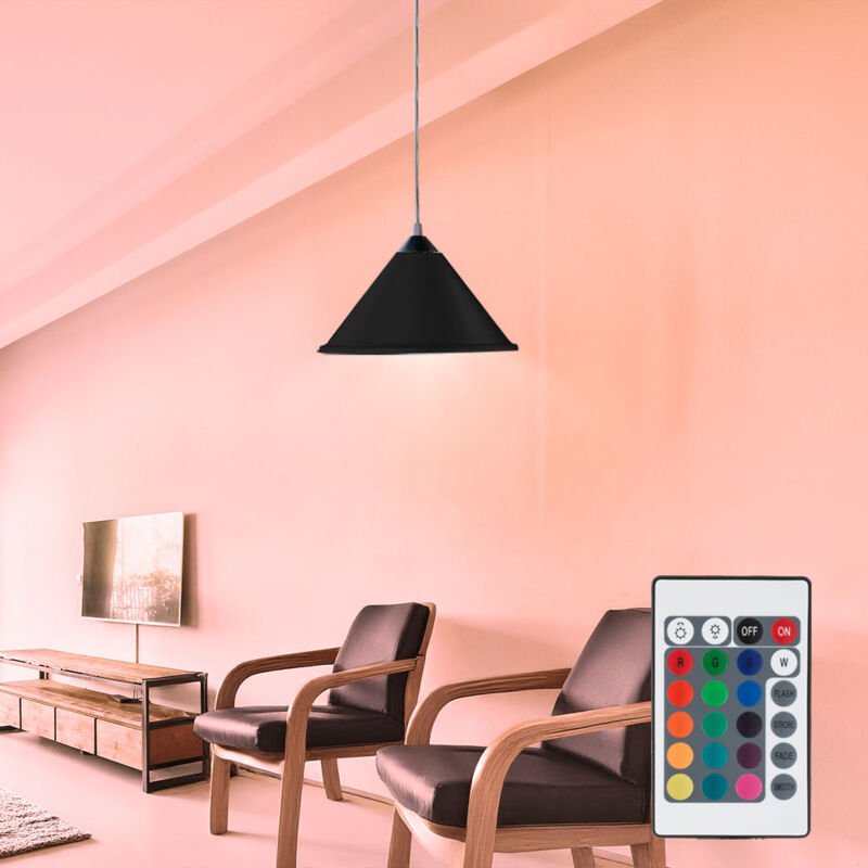 Decken Pendel Leuchte Wohn Zimmer Hänge Lampe Dimmer Fernbedienung im Set inkl. rgb led Leuchtmittel