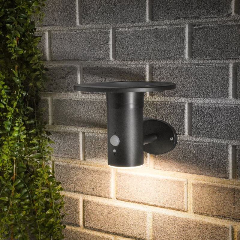 esotec Solar Wandleuchte für außen BOLOGNA PIR Akku METALL 3-Leuchtmodi 102750