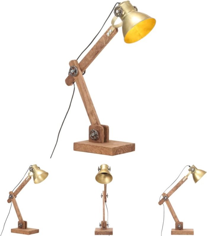 The Living Store Schreibtischlampe Industriestil Messing Rund 58x18x90 cm E27 - Lampen