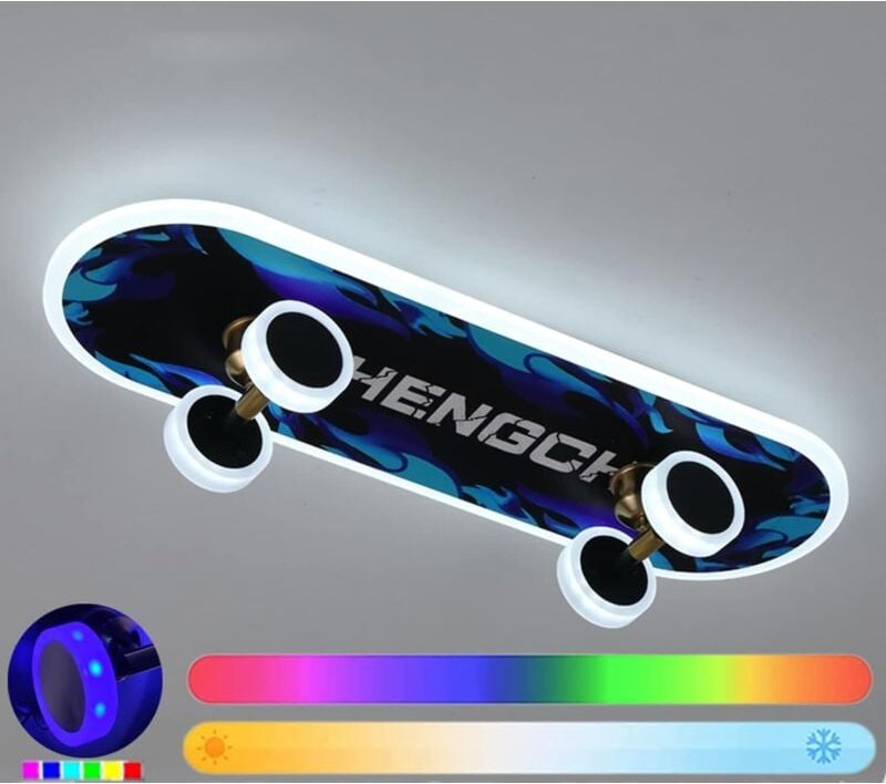 Ineasicer LED-Deckenleuchte, Skateboard-LED-Deckenlampe, 32 W, RGB-Farbe mit dimmbarer Fernbedienung, 3000 K – 6000 K, m...