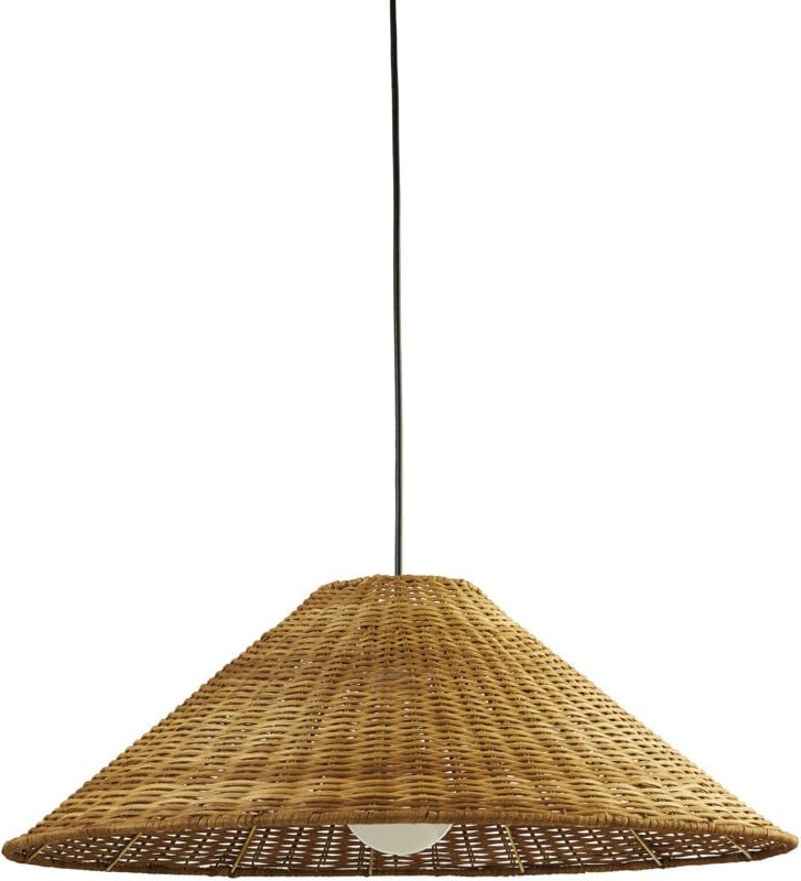 Caribe - Lámpara Colgante de Techo Ø600 E27 Negro Ratan Natural