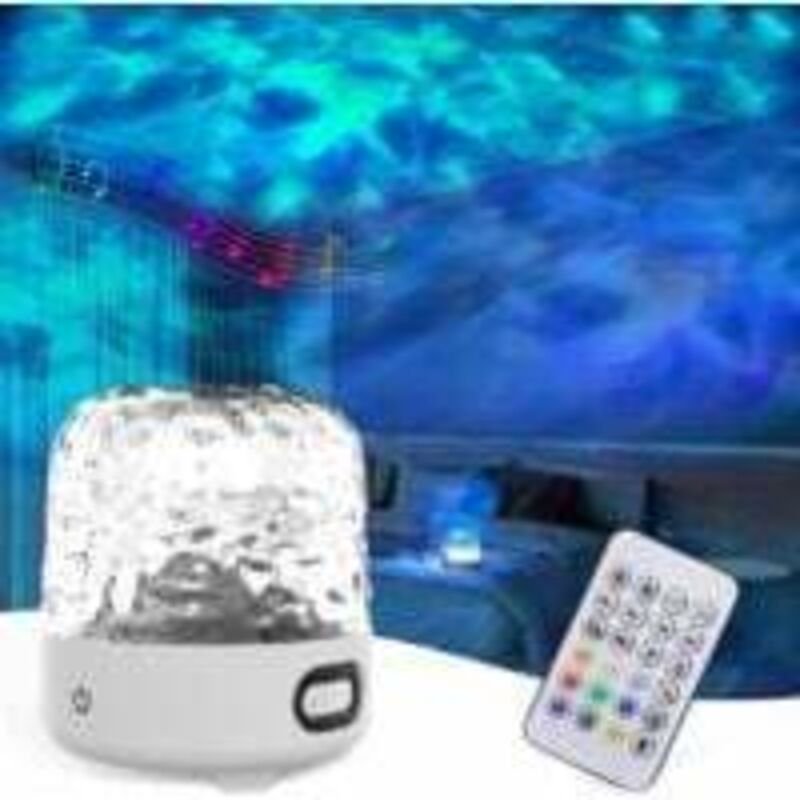Kabelloser Ozeanwellenprojektor mit 16 Farbeffekten, Aurora-LED-Nachtlicht, integriertem Bluetooth-Lautsprecher, Fernbed...