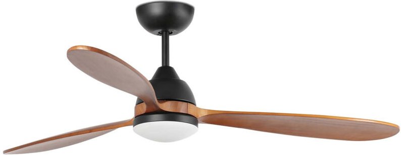 Faro Poros Großer Deckenventilator mit 3 Flügeln, Mattschwarz, Walnuss, mit Licht 2700 K, Wiz Smart System