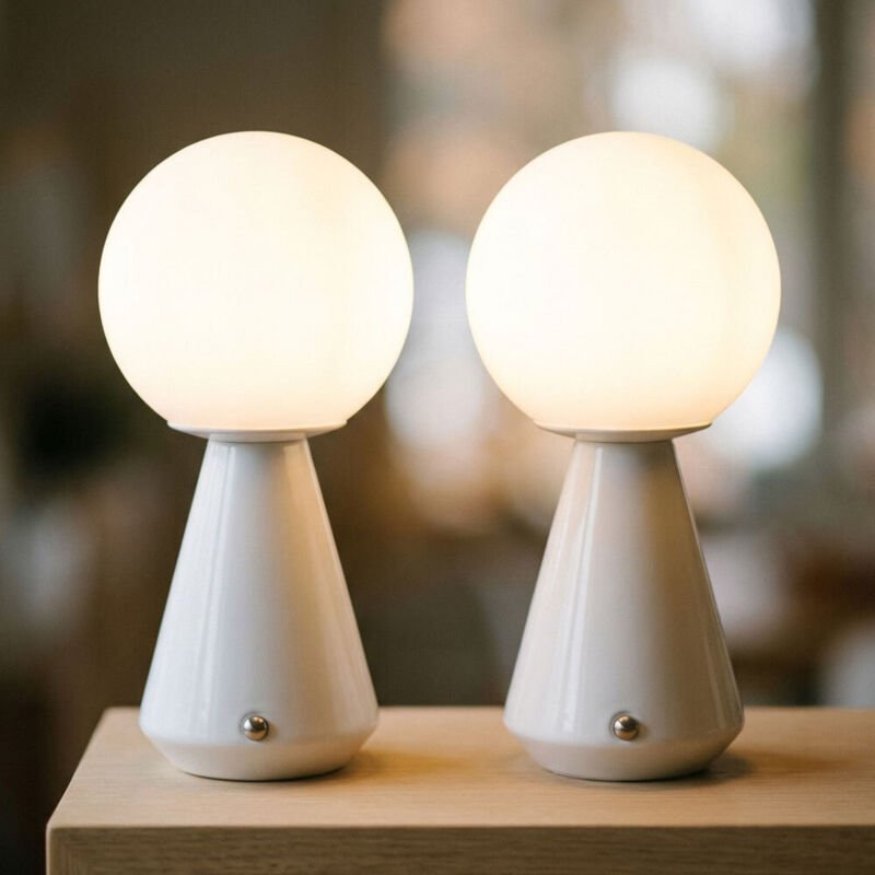 Tischleuchte Tischlampe Akku USB CCT weiß dimmbar Nachttischleuchte Touchdimmer, opal, LED 1,5W 140Lm warmweiß-kaltweiß,...