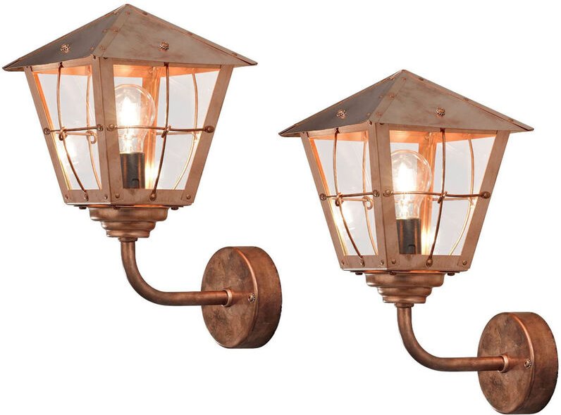 Konstsmide - 2er Set Außenwandleuchte fenix, Laterne Kupfer massiv / Arylglas rauchfarben