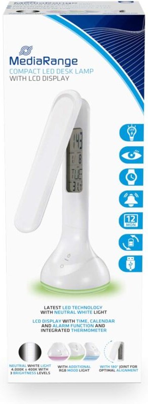 MediaRange Kompakte LED Schreibtischlampe, weiß (MROS502)