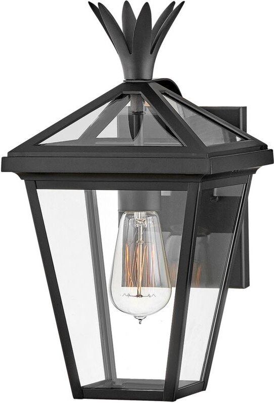 Licht-erlebnisse - Wandleuchte außen Aluminium Glas IP44 Schwarz E27 Vintage Außenwandleuchte