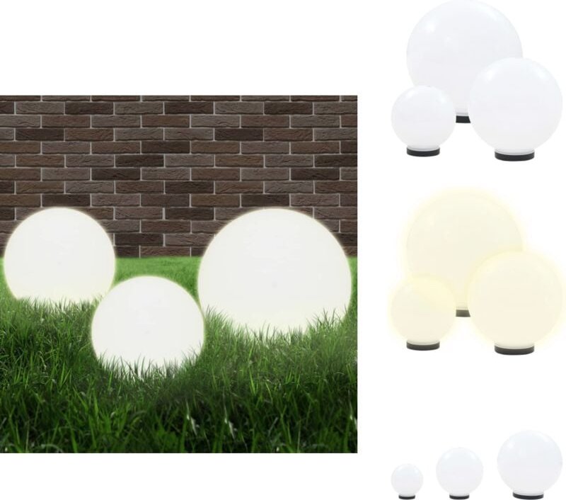 LED-Gartenleuchten-Set 3-tlg. Kugelförmig 20/30/40 cm pmma - led Gartenleuchte - Outdoor Beleuchtung - Gartendeko - Kuns...
