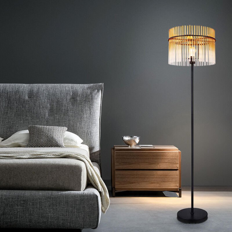 Led Stehlampe Stehleuchte Schlafzimmerleuchte amber Beistelllampe schwarz Glasstäbe, Metall, 7W 806lm warmweiß, DxH 38 x...