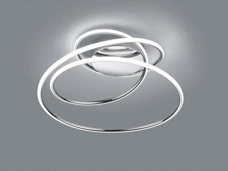 Led Deckenleuchte bologna Ringe Metall Chrom mit 3 Stufen Dimmer, ø 50cm