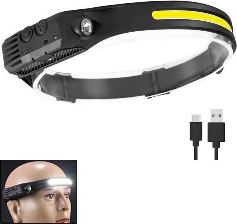 Tonchean - LED-Stirnlampe, wiederaufladbare Stirnlampe über usb, 500 Lumen COB-LED-Stirnlampe mit Bewegungssensor, 1 Bel...