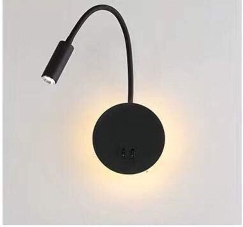 3W+8W LED-Nachttischlampe, schwarze Wandleseleuchte, moderne, flexible Schwanen-LED-Leselampe fürs Schlafzimmer mit Scha...