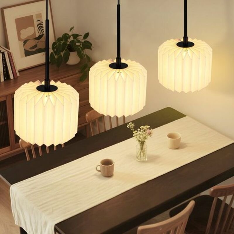 Gbly Pendelleuchte Esstisch Hängelamp Schlafzimmer - Hängeleuchte Vintage Wohnzimmer Esszimmerlampe Lampenschirm Papier ...