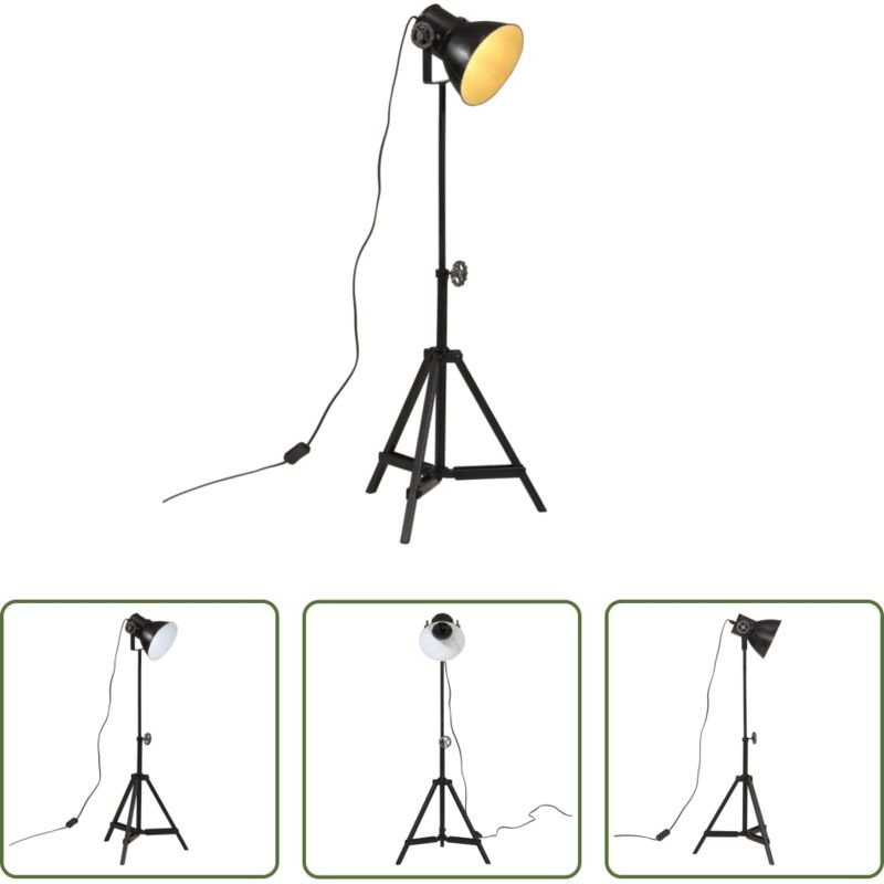 vidaXL Eisenleuchte - Stehleuchte 25 W Schwarz 35x35x65/95 cm E27