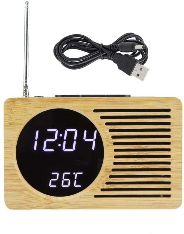 Réveil Numérique LED avec Thermomètre Radio FM USB Affichage Heure et Température