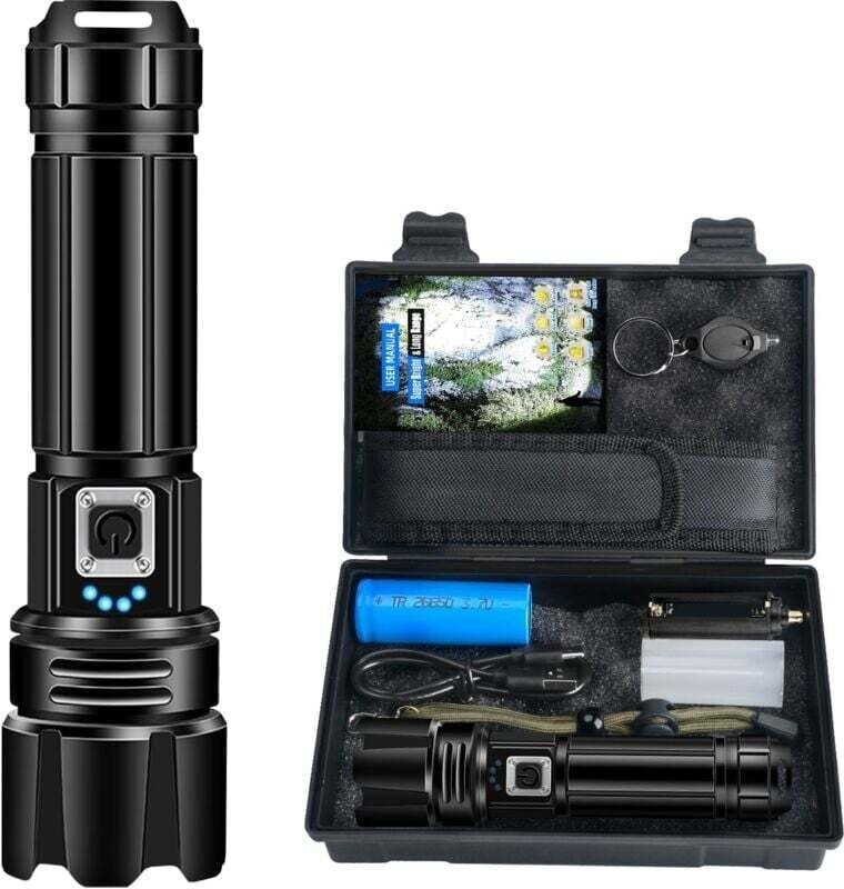 Ulisem Ultrahelle LED-Taschenlampe, 3000 Lumen, wiederaufladbar, IPX4 wasserdicht, taktische Taschenlampe mit P70-LED, 5...