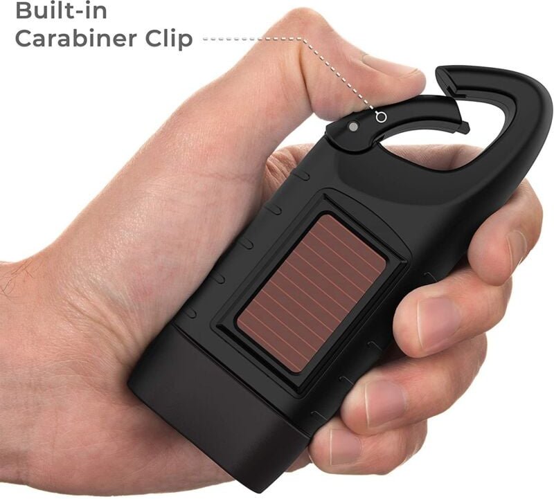 1 Packung wiederaufladbare LED-Solar-Handkurbeltaschenlampen für Notfälle, schwarz