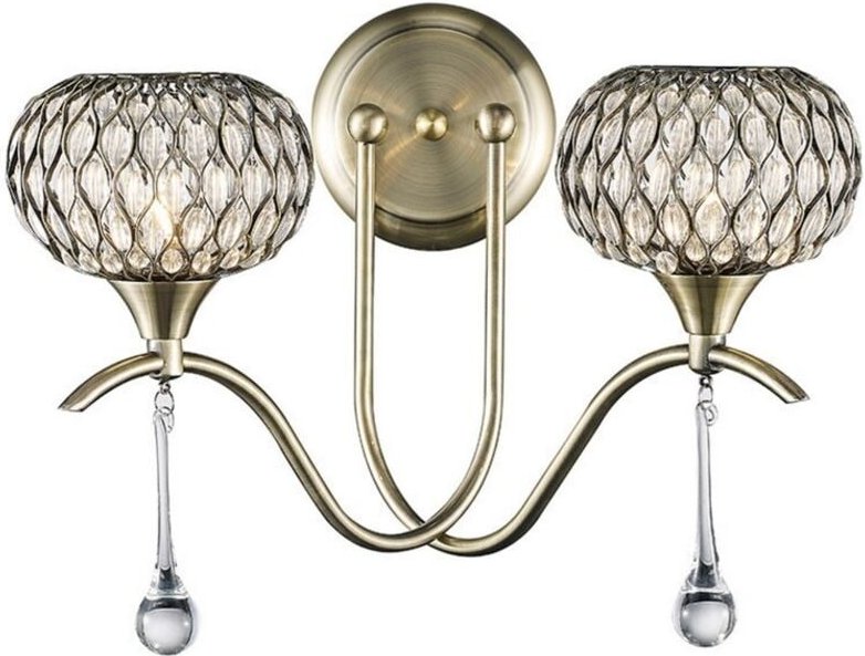 Inspired Diyas - Chelsie - Wandleuchte 2 Licht Antik Messing, Klarglas