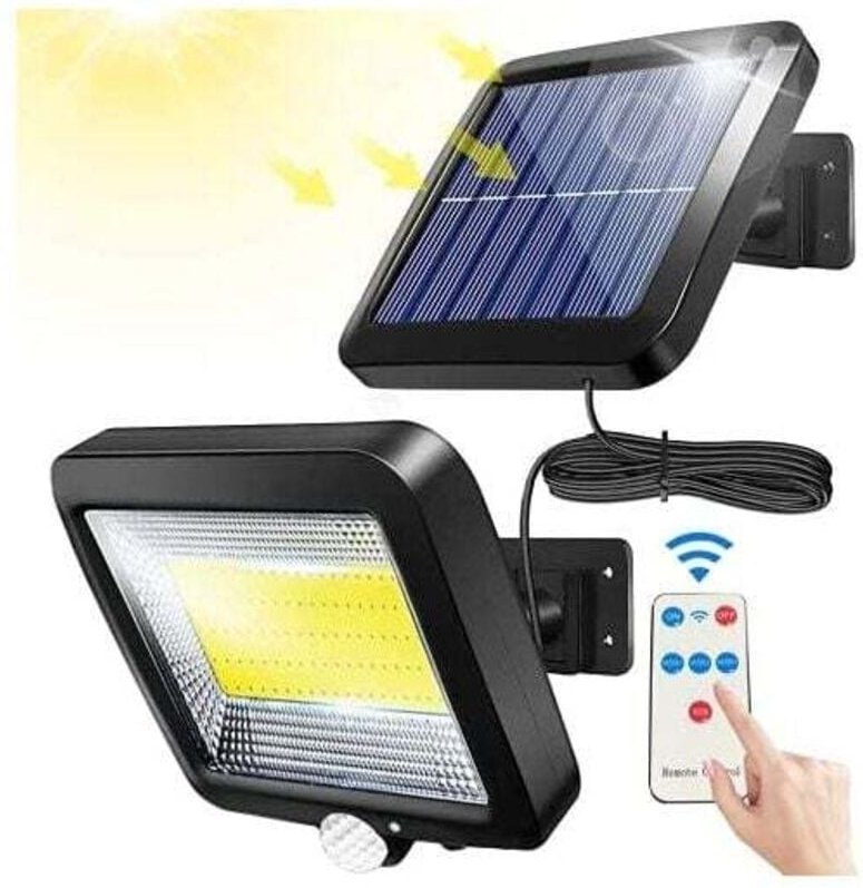 UlisemSolarlampe Außen Solarleuchte mit Fernbedienung Wasserdicht Bewegungsmelder 100 LEDs Leistungsstarke Outdoor Solar...