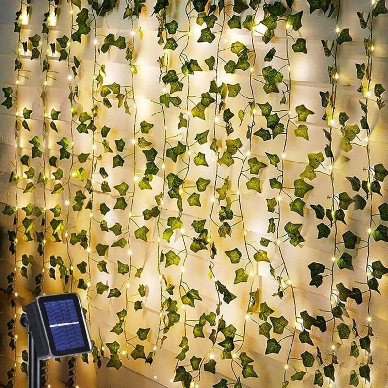 10 m Solar-Lichterkette, künstliche Efeu-Lichterkette, IP65, wasserdicht, für Garten, Terrasse, Balkon, Weihnachten, Hoc...