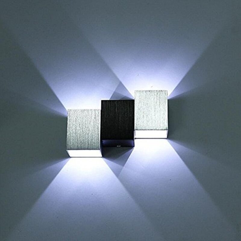 Wandlampe LED Aussen Innen Wandleuchte Auf und ab für Flur Terrasse Wohnzimmer - 6W Kaltweiss (2er Silber)