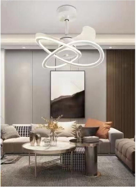 Trade Shop Traesio - Trade Shop - moderner led-geflochtener kronleuchter mit dimmbarem deckenventilator 60005 -