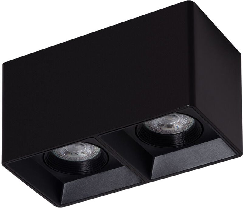 Efectoled - LED-Deckenleuchte Quadratisch Doppelt Schwarz mit GU10 Glühbirne Space 2700K Warmweiß