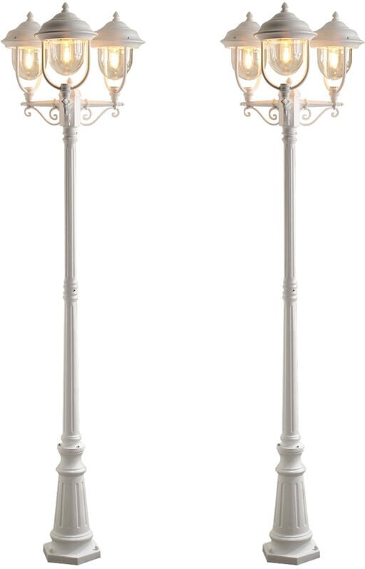 2er-Set weiße Gartenlaterne parma aus Aluminium, E27, IP43, h.: 218 cm