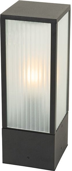 Stehende Außenleuchte schwarz mit geripptem Glas 40 cm IP44 - Charlois