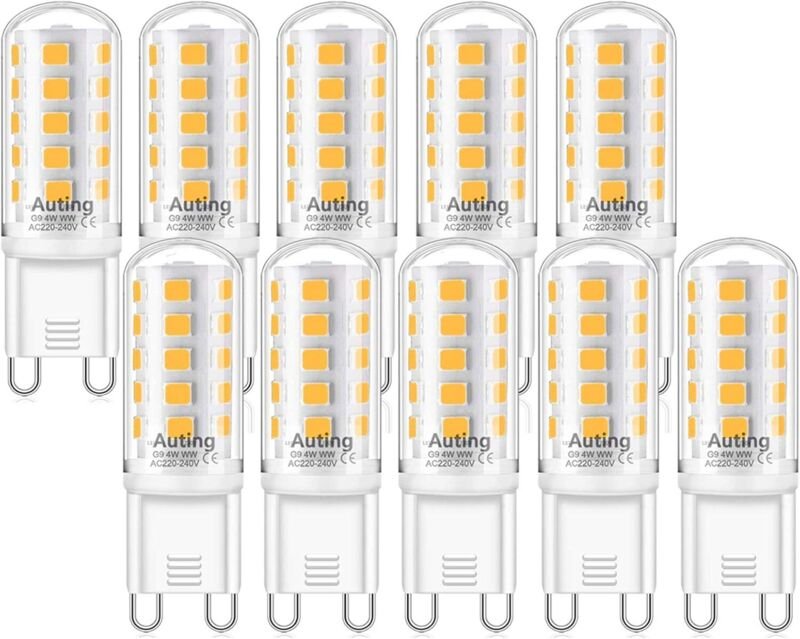 Dimmbare G9-LED-Lampe, warmweiß, 4 W, 230 V (entspricht 20–40 W Halogenlampe), 400 lm, 2700 K, 10er-Pack