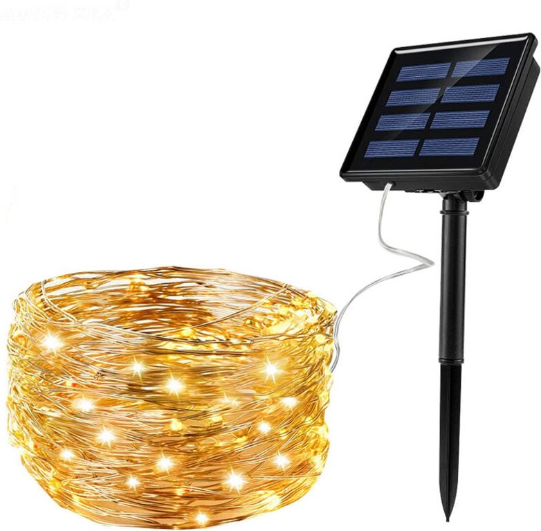 32 m lange Solar-LED-Lichterkette, 300 LEDs, wasserdicht für den Außenbereich, mit USB-Anschluss und Fernbedienung, 8 Mo...