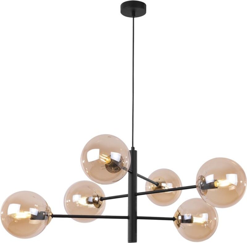 Vicenza Schwarz-Gold-Hängelampe 6 Flache Honiglampe E14