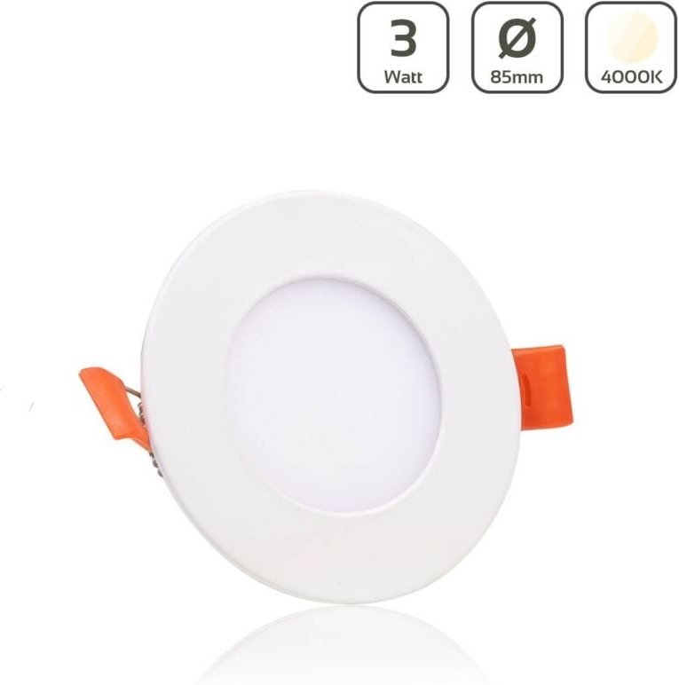 LED Panel Einbaustrahler rund weiss - Lichtfarbe: Neutralweiß 4000K - Ausführung: 3W Ø85mm Ausschnitt Ø75mm