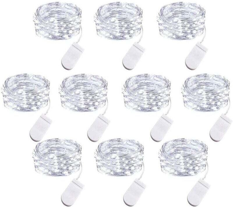 Set mit 10 batteriebetriebenen LED-Lichterketten, 1 m Kupferdraht, 10 LED-Birnen für Schlafzimmer, Zuhause, Partys, Hoch...
