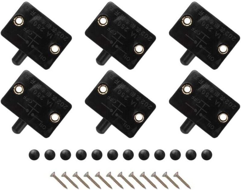 LED-Schranktürschalter, 6 Stück, Schwarz, normalerweise geschlossen, Schrankbeleuchtung