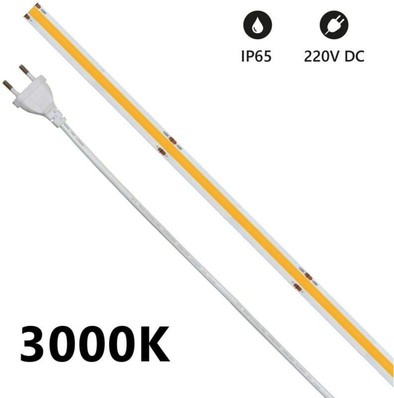 5 m cob IP65 einfarbiger LED-Streifen 14 w/mt 220 v – 3000 k