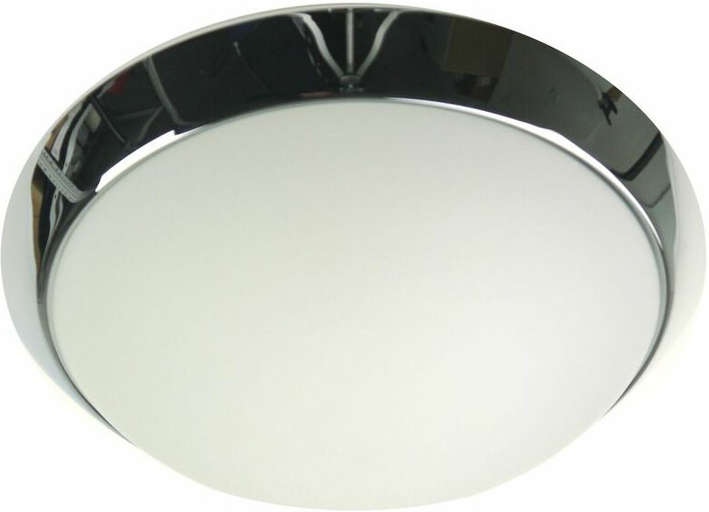 Niermann - Deckenleuchte rund, Glas satiniert mit Klarrand, Dekorring Chrom, ø 25cm