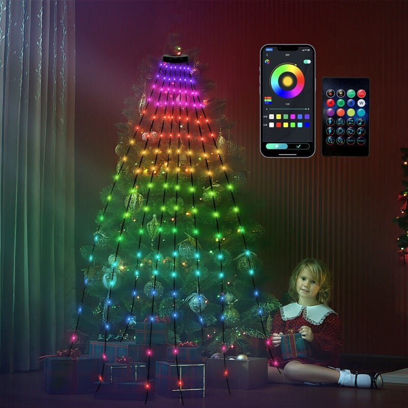 Einfeben - Christbaumbeleuchtung 8 Modi 160 led Lichterkette Dekor APP-Kontrolle Hochzeit