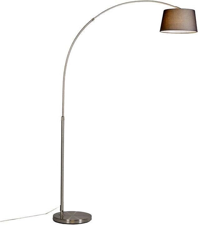 Moderne Bogenlampe aus Stahl mit schwarzem Stoffschirm - Arc Basic