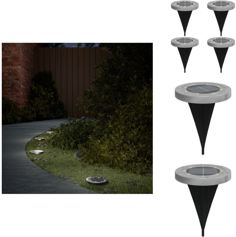 Solar-Bodenleuchten mit Erdspieß 4 Stk. Warmweiß - Solarlaterne - Gartenbeleuchtung - Außenscheinwerfer - LED-Strahler -...