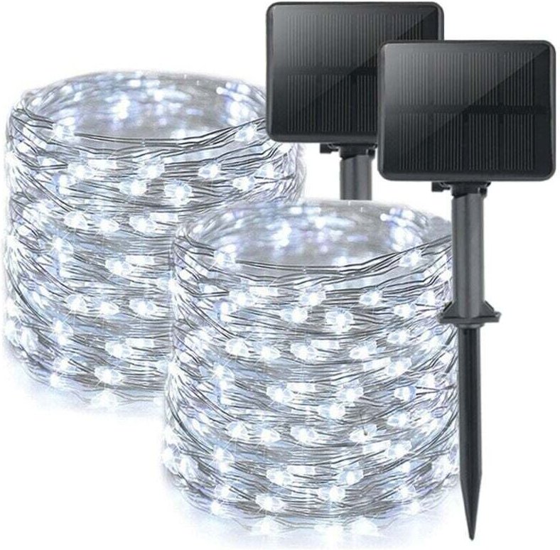2er-Set Solar-Lichterketten für den Außenbereich, insgesamt 16 m, 160 LEDs, wasserdicht, 8 Modi, Dekoration für Garten, ...
