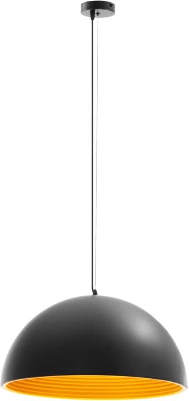 Pendelleuchte 1 Leuchtmittel großer schwarzer Schirm golden beschichtet E27 40 w