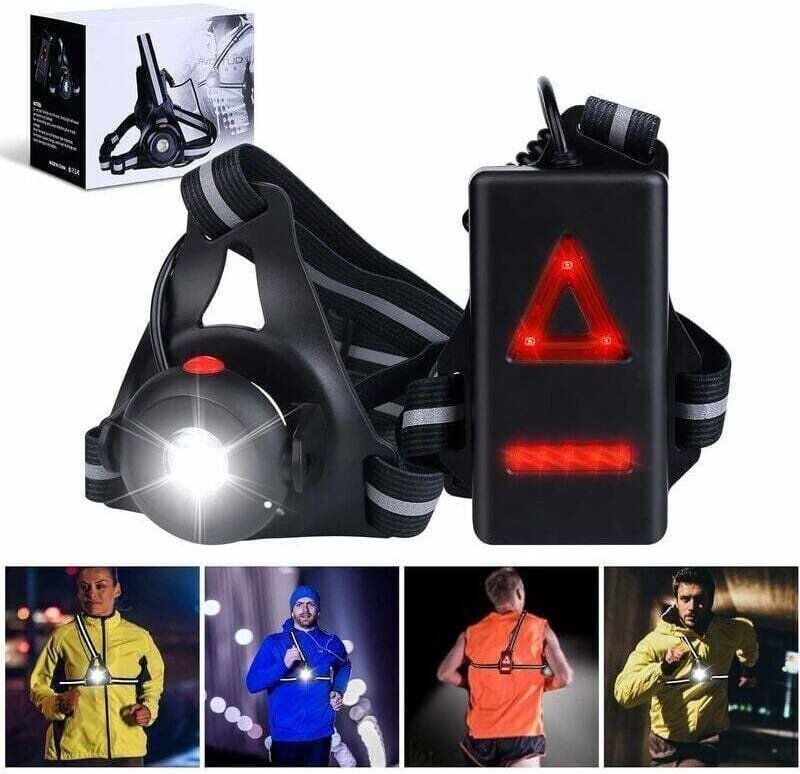 IPX6-wasserdichte Brustleuchte mit 3 Leuchtmodi und 45° verstellbarem Winkel. Ideal zum Laufen und Joggen in der Nacht u...